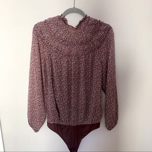 Abercrombie & Fitch Dark Floral High Neck Victorian Style Bodysuit size M